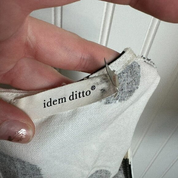 Idem Ditto black white polka dot back tie puff sleeve crop blouse size small - Picture 9 of 11